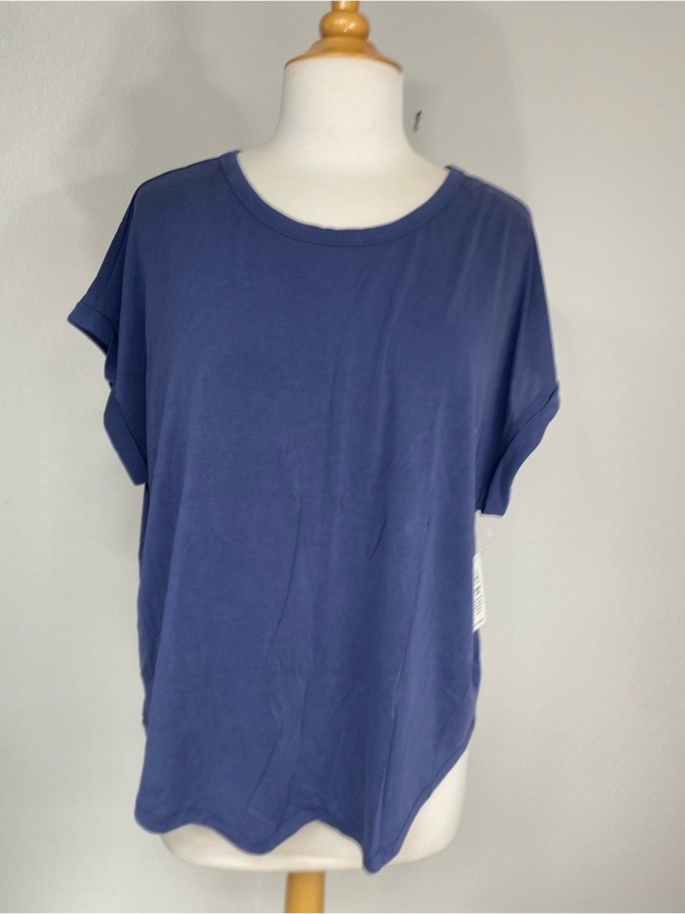 NWT New Lucky Brand Womens Blue Soft Oversize T-Shirt Casual Coastal Size Large